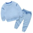 thumbnail image 1 of MANHUJI Clearance 2Pcs Outfits Set Baby Girls Toddler 2-Piece Crewneck Sweatshirts and Jogger Set Boys Girls Casual Pullover Sportwear Outfits (Sky Blue,150), 1 of 5
