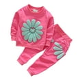 thumbnail image 1 of MANHUJI Clearance 2Pcs Set Toddler Girl Daisy Print Sweatshirt Fall Clothes Infant Baby Floral Long Sleeve Pullover Tops Stretch Pants Outfits (Hot Pink,120), 1 of 6