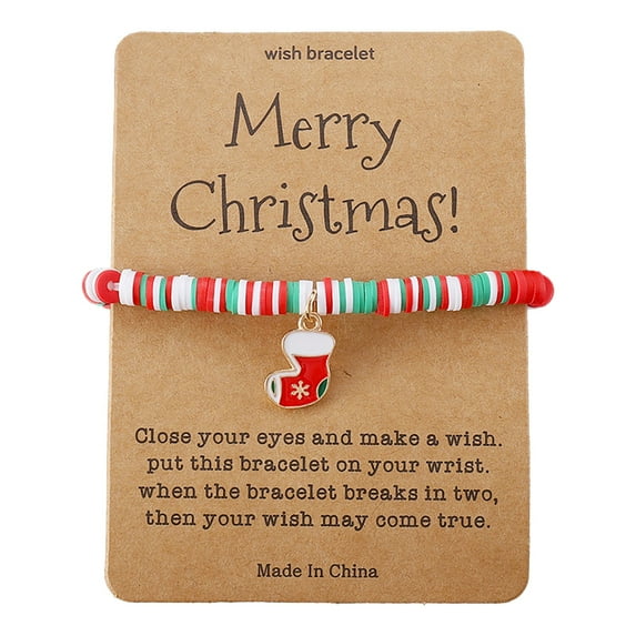 MANHUJI Clearance Cute Christmas Stretch Bracelets Set Adjustable Rope Stackable Charm Bracelets Holiday Jewelry Gifts for Women Men (C,One Size)