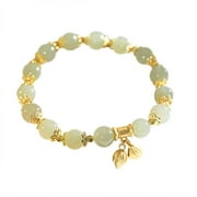 MANHUJI Clearance Gold Hetian Jade Bracelet for Women Men Natural Stone Beads Bracelet Gemstone Spiritual Jewelry Gift for Women Men (Green2,One Size)