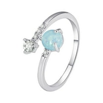 MANHUJI Clearance Silver Birthstone Rings for Women Diamond Cubic Zirconia Ring Promise Rings for Couples Ring for Mothers Daughter Bridesmaid Gifts Jewelry (Silver,One Size)