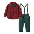 thumbnail image 1 of MANHUJI Clearance Toddler Suit Baby Boys Gentleman Clothes Sets Bow Ties Long Sleeve Shirts + Suspenders Pants Outfits Boys Christmas 2 Piece Sets (A,110), 1 of 5
