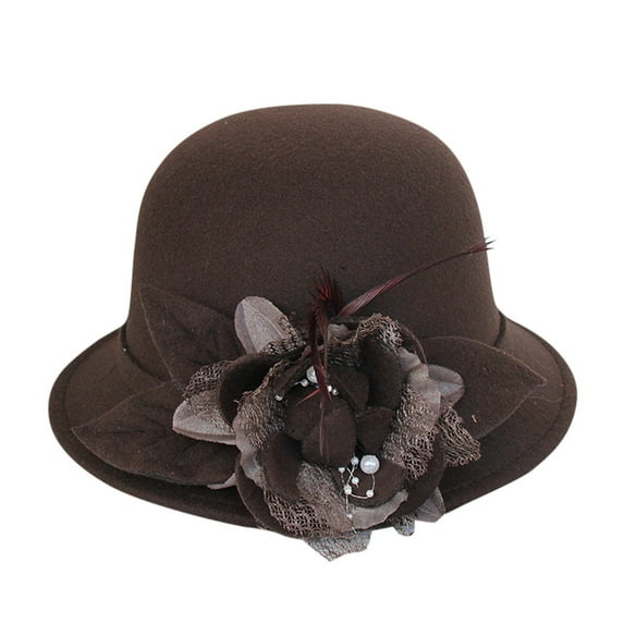 MANHUJI Cloche Hats For Women Women Fashion Beret French Style Painter Hat Cap Vintage Warm Party Top Hat Vintage Hats For Women (Coffee,One Size)