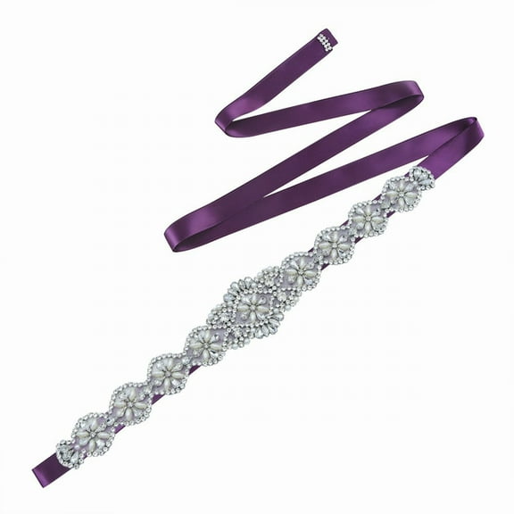 MANHUJI Concho Belts for Women Rhinestone Decorative Belt for Bridal Wedding Dress Waist Cover Chain Belt (Purple,One Size)