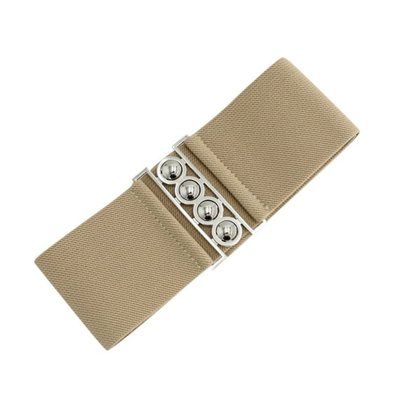 MANHUJI Country Belt Elastic Waistband With Wide Elastic Waist Closure and Embellishment Belt Chain (Beige,One Size)