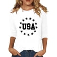 thumbnail image 1 of MANHUJI Crew Neck T Shirts for Women Women's Summer Round Neck Independence Day Usa Printed Loose Casual 3/4 Sleeve Top Shirts Women Womens Tank Tops Womens Tops Dressy CasualBlack, 1 of 4