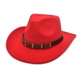 thumbnail image 1 of MANHUJI Denim Cowboy Hat Adult Casual Fashion Outdoors Winter Cowboy Straw Cap Light Sunshade Jazz Beach Hat Cap Red Hat (Red1,M), 1 of 2