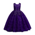 thumbnail image 1 of MANHUJI Flowers Little Girls Tulle Lace Wedding Party Dress for Kids formal Birthday Princess Pageant Prom Maxi Gown (Purple,140), 1 of 3