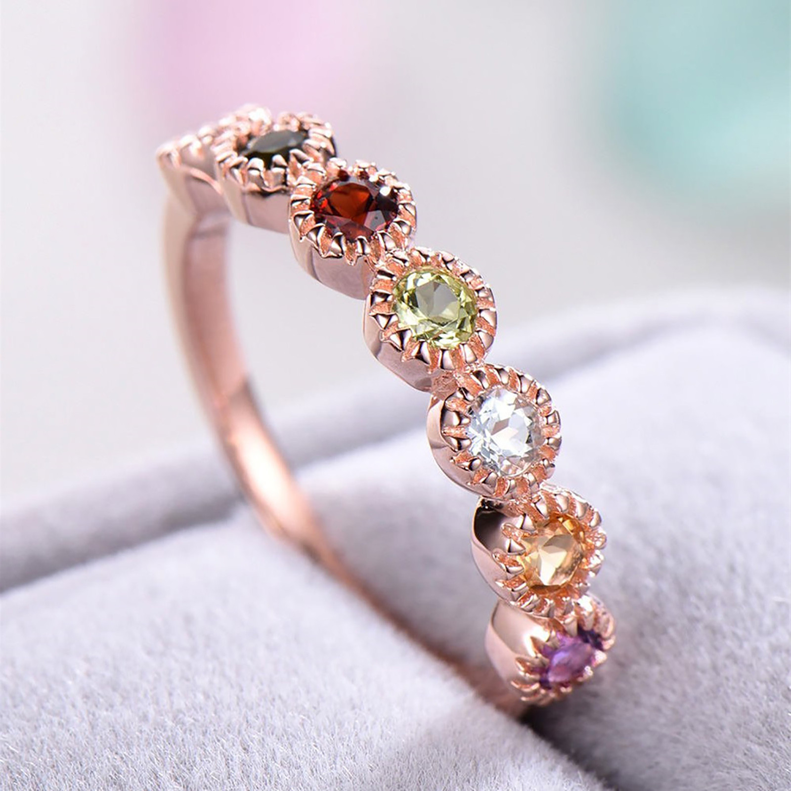 MANHUJI Gold Plated Rings Fashion Exquisite Colored Diamonds Zircon