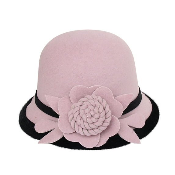 MANHUJI Hats For Women Fashionable Women'S Autumn And Winter Flowers Round Top Casual Fisherman'S Basin Cap Small Bowler Hat Cloche Hats For Women (S,M)