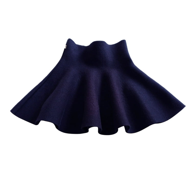 MANHUJI High Waisted Skirt Kids Big Little Girls High Waist Knitted Flared Pleated A Line Skirt Casual Solid Above Knee Skirt for Toddler Children