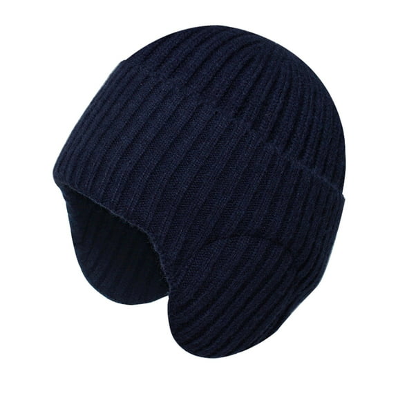 MANHUJI Hiking Hat Men And Women Outdoor Warm Hat In Winter Border Thickened Knitting Wool Hat Cold Proof Earmuff Cap Winter (Navy Blue,One Size)