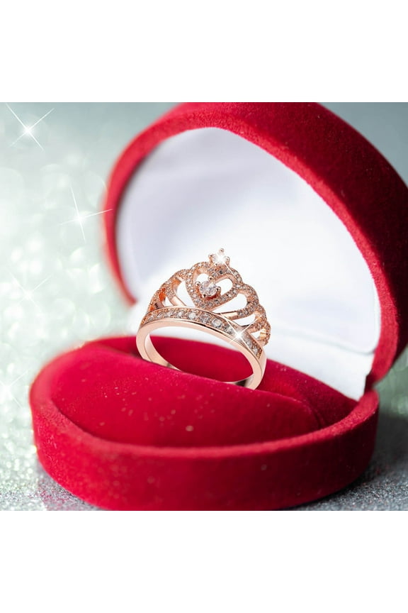 Jewelry for Women Full Diamond Zircon Crown Hollow Rings Women Fashion Rose Gold Diamond Zircon Ring Ladies Jewelry Diamond Rings for Women Size 5 10 Diamond Ring (Rose Gold,10)