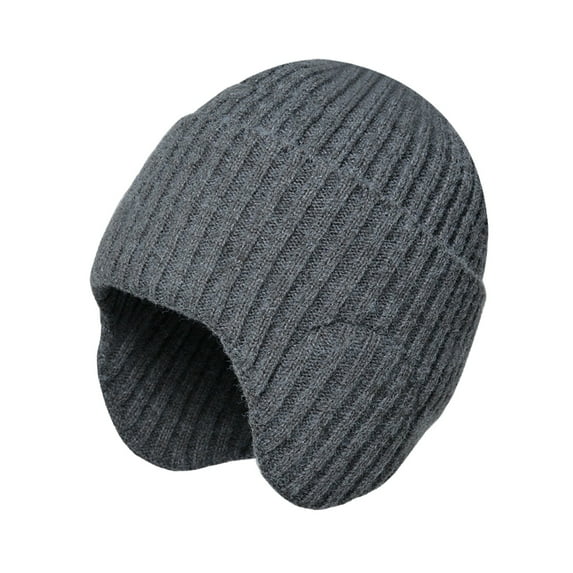 MANHUJI Men'S Men And Women Outdoor Warm Hat In Winter Border Thickened Knitting Wool Hat Cold Proof Earmuff Cap Beanie For Women (Dark Gray,One Size)