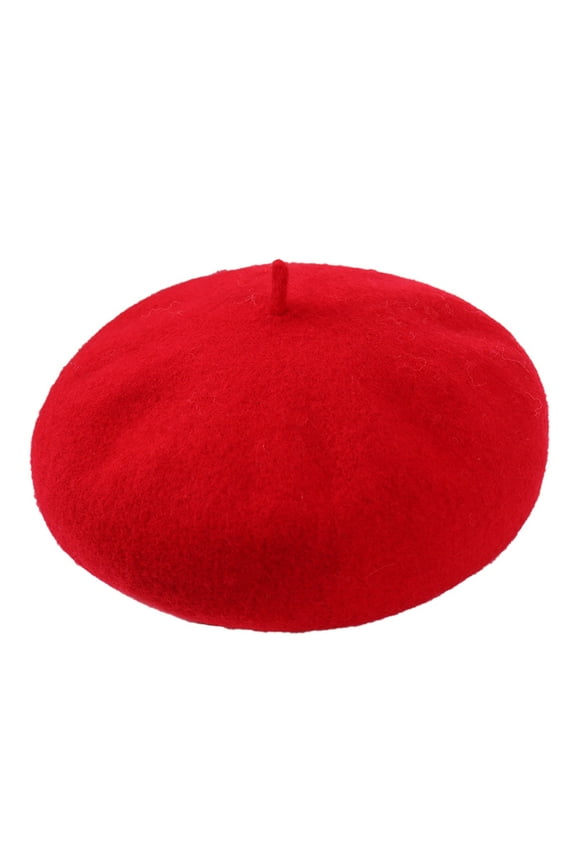 Mens Beret Hats Women New Solid Color Adjustable Wool Beret Wool Warm Hat In Autumn And Winter Red Hats For Women (Red,One Size)