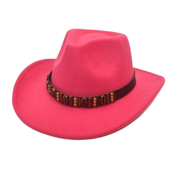 MANHUJI Neon Cowboy Hat Adult Casual Fashion Outdoors Winter Cowboy Straw Cap Light Sunshade Jazz Beach Hat Cap Cowboy Hat Pink (Hot Pink,M)