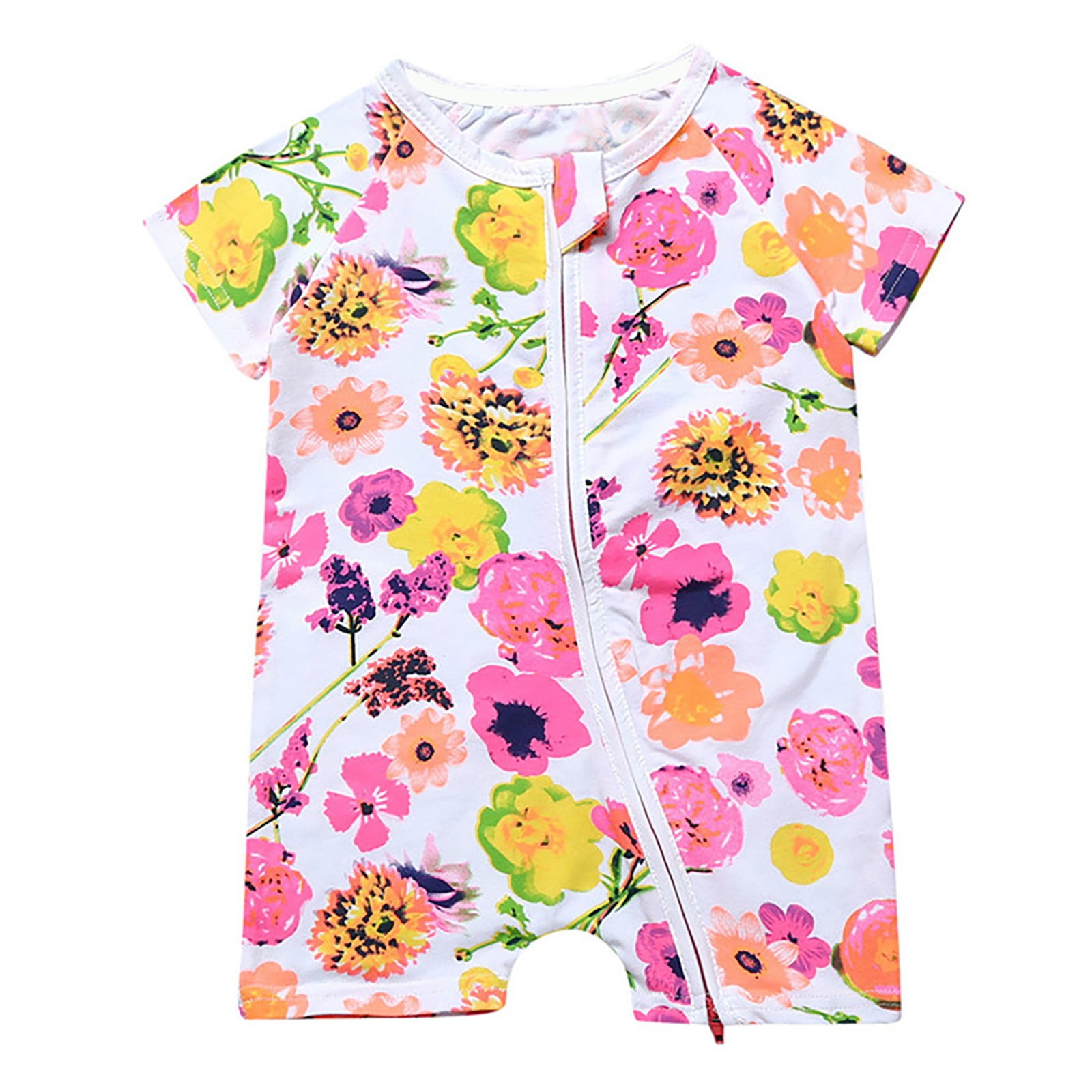 MANHUJI Newborn Outfit Infant Boys Girls Short Sleeve Floral Print