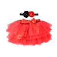 thumbnail image 1 of MANHUJI Skirt for Women Baby Girls Soft Fluffy Tutu Skirt Party Carnival Toddler Girl Mesh Tutu Bowknot Princess Skirt Hairband Summer Skirt Faldas (Red1,XL), 1 of 3