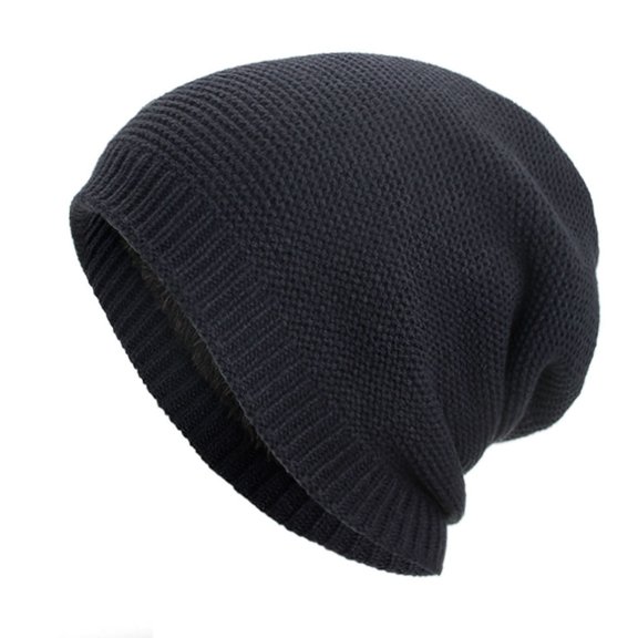 MANHUJI Sleeping Cap Unisex Winter Cotton Hat Warm And Fleece Knitted Hat Bonnet For Sleeping (Navy Blue,One Size)