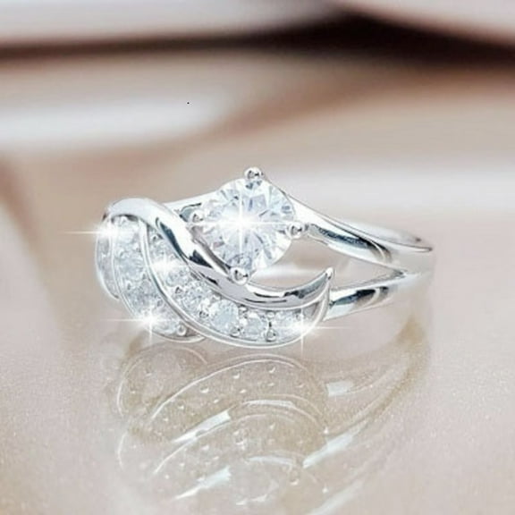 MANHUJI Stackable Rings Zircon Diamond Rings European and American Fashion Angel Diamond Ring Jewelry Love Ring Gold Rings That Don'T Tarnish Stackable Rings(Silver,10)