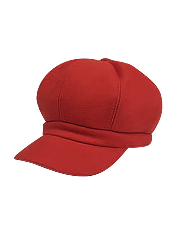 Summer Hats For Men Ladies Hat Autumn And Winter Warm Fashion Wool Beret Painter Dome Trend Hat Men Hat (Red,One Size)