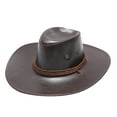 thumbnail image 1 of MANHUJI Texanas Para Hombre Adult Sun Protection Solid Fashion Western Cowboy Hat Leather Windproof Hat Disco Cowgirl Outfit (Coffee,One Size), 1 of 2