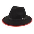 thumbnail image 1 of MANHUJI Top Hat For Women Woolen Top Hat Jazz Hat Retro Black Edging Woolen Hat Flat Brim Sunshade Big Brim Hat Grace (Black,One Size), 1 of 3