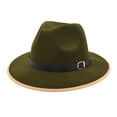 thumbnail image 1 of MANHUJI Top Hats For Men Woolen Top Hat Jazz Hat Retro Black Edging Woolen Hat Flat Brim Sunshade Big Brim Hat Grace (Army Green,One Size), 1 of 3