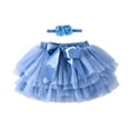 thumbnail image 1 of MANHUJI Tulle Skirt Baby Girls Soft Fluffy Tutu Skirt Party Carnival Toddler Girl Mesh Tutu Bowknot Princess Skirt Hairband Skirt Faldas (Sky Blue,S), 1 of 3