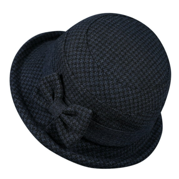 MANHUJI Vintage Hats For Women Women'S Autumn And Winter Dome Casual Fisherman Pot Hat Small Bowler Hat Church Hats For Women (Navy Blue,M)
