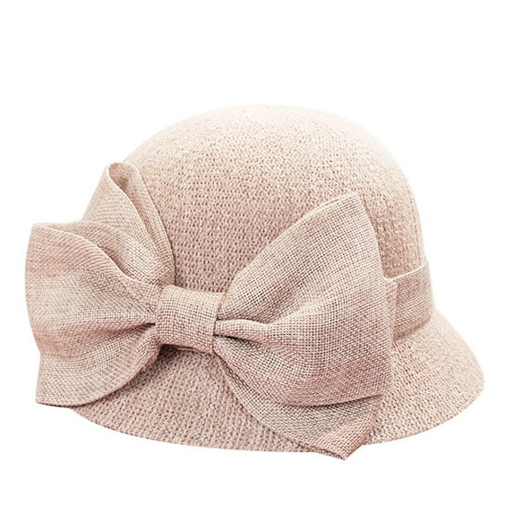 MANHUJI Vintage Hats For Women Fashion Women Sun Beach Hat Straw Cap Summer Hat Fisherman Soft Bow Baseball Caps Church Hats For Women (Pink,One Size)