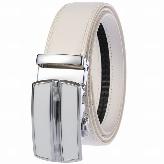 MANHUJI Waist Belt for Women Fashion Belt Men'S Cowhide Belt Automatic Buckle Waistband 48 Inch Belt Casual Belts Automatic Buckle White Belt (White,One Size)