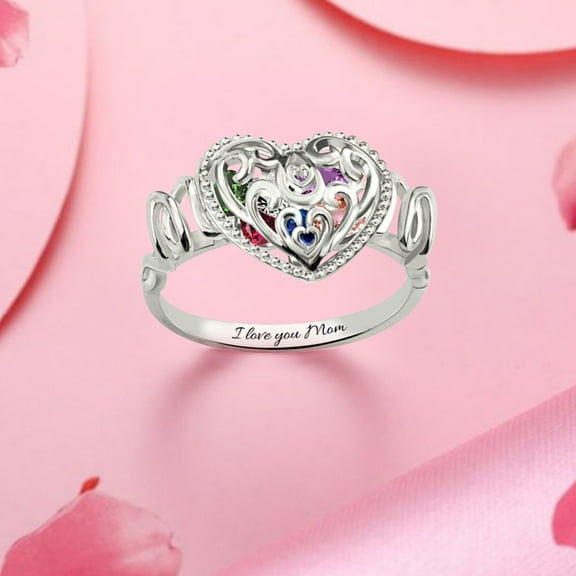 MANHUJI Wedding Ring Zircon Heart Shaped Hollow Pattern Jewelry Popular Jewelry Gifts for Mom Sterling Silver Rings Gold Rings That Don'T Tarnish Wedding Ring(Silver,5)