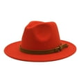 thumbnail image 1 of MANHUJI Windfall Men & Women Vintage Wide Brim Fedora Hat With Belt Buckle (Orange,One Size), 1 of 4
