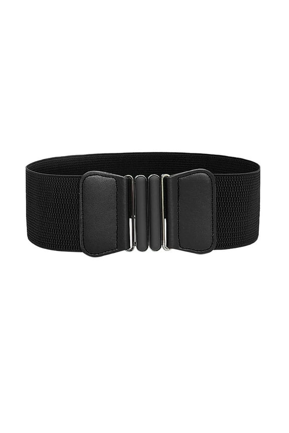 Women's Belt Women's Fashion Wild Wide Waistband Elastic Stretch Dress Waist Belt Buckle Band Black Belt Women (Black,One Size)