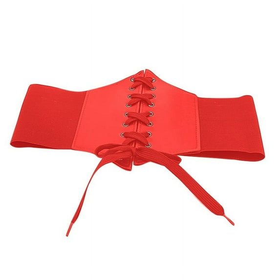 MANHUJI Women's Belts Women Minimalism A Wide Girdle for A Lady In A Fashionable Extra Wide Court Western Chain Belt (Red,L)