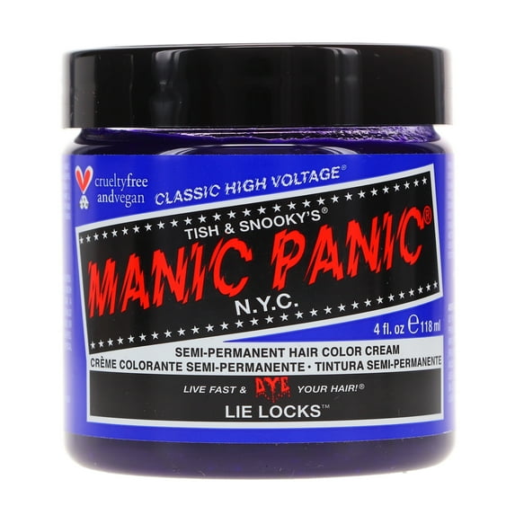 MANIC PANIC Classic Lie Locks Semi Permanent Hair Color - Medium Indigo Purple Hair Dye for Women & Men That Lasts 4-6 Weeks - Vegan, Ammonia & Cruelty-Free - Create & Mix Custom Shades (4oz)
