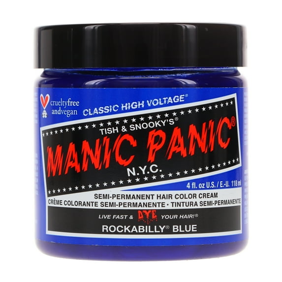 MANIC PANIC Classic Rockabilly Blue Semi Permanent Hair Color - True Neutral Blue Hair Dye for Women & Men That Lasts 4-6 Weeks - Vegan, Ammonia & Cruelty-Free - Create & Mix Custom Shades (4oz)