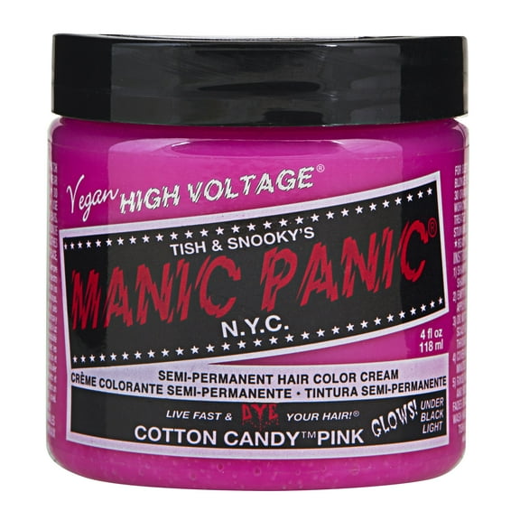 MANIC PANIC Classic Cotton Candy Pink Semi Permanent Hair Color - Bright Pink Hair Dye for Women & Men That Lasts 4-6 Weeks - Vegan, Ammonia & Cruelty-Free - Create & Mix Custom Shades (4oz)