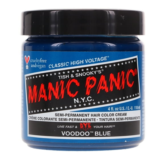 MANIC PANIC Classic Voodoo Blue Semi Permanent Hair Color - Dark Greenish Blue Hair Dye for Women & Men That Lasts 4-6 Weeks - Vegan, Ammonia & Cruelty-Free - Create & Mix Custom Shades (4oz)