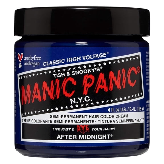 MANIC PANIC After Midnight Dark Blue Hair Dye – Classic High Voltage - Semi Permanent Deep Dark Blue Hair Color With Green Undertones - Vegan, PPD & Ammonia Free (4oz)