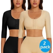 MANIFIQUE 2 Pack Arm Shaper for Women Post Surgery Arm Lipo Compression Sleeves Slimming Arm Faja Front Closure Shapewear Bra