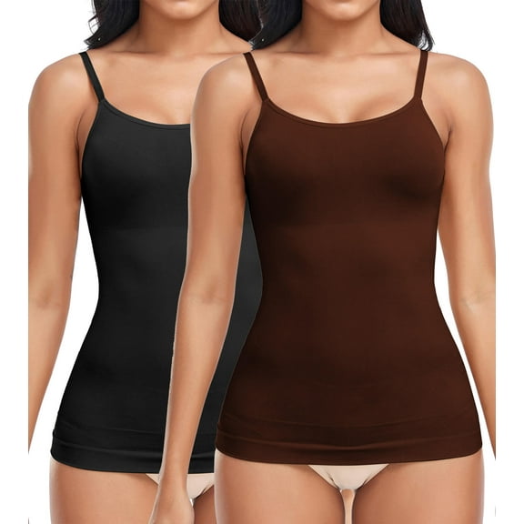 MANIFIQUE 2 Pack Compression Tank Cami - Tummy and Waist Control Body Shapewear Camisole for Women
