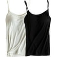 thumbnail image 1 of MANIFIQUE 2 Packs Womens Modal Built-in Bra Padded Camisole Yoga Tanks Tops, 1 of 7