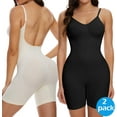 thumbnail image 1 of MANIFIQUE 2 Packs Low Back Mid Thigh Bodysuit Shapewear for Women Tummy Control Butt Lifter Backless Faja Body Shaper, 1 of 8