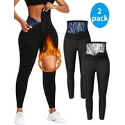 MANIFIQUE 2 Packs Sauna Sweat Pants for Women High Waist Compression Slimming Weights Thermo Legging Workout Body Shaper