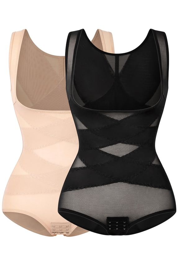 2 Packs Shapewear Bodysuit for Women Tummy Control Body Shaper