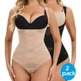thumbnail image 1 of MANIFIQUE 2 Packs Thong Bodysuit for Women Tummy Control Shapewear Open Bust Body Shaper, 1 of 6