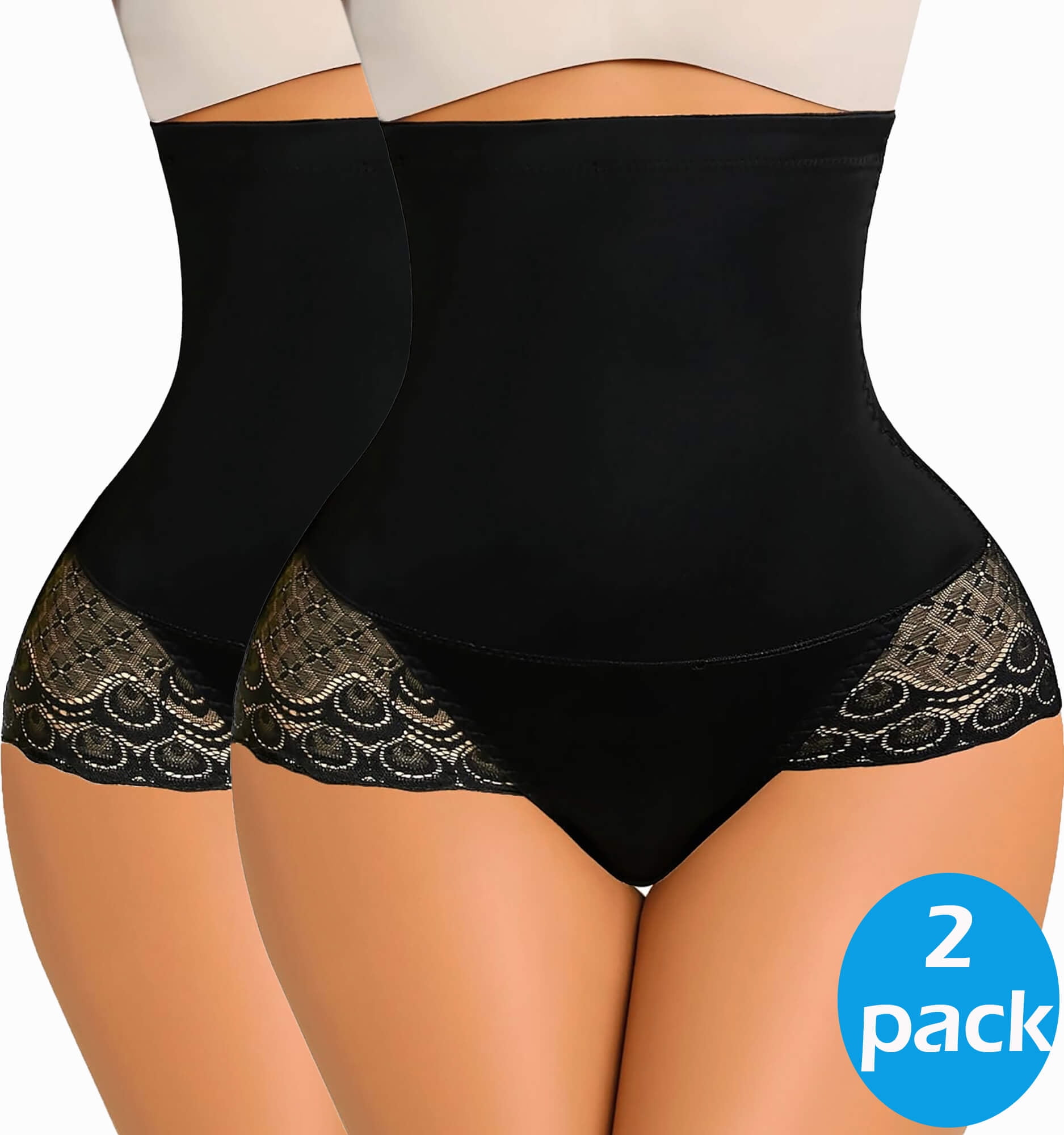 MANIFIQUE 2 Packs Tummy Control Underwear for Women Lace High