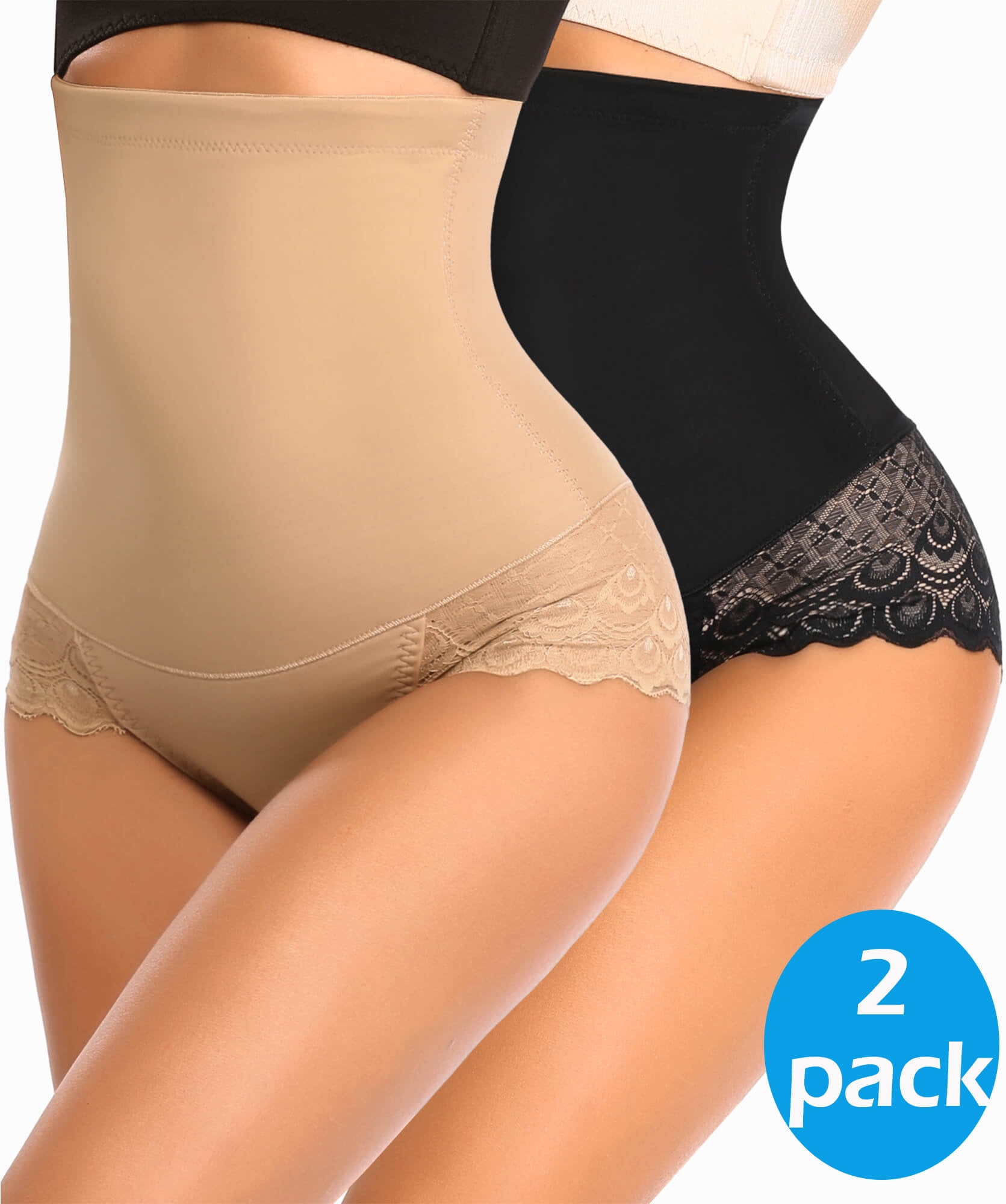 MANIFIQUE 2 Packs Tummy Control Underwear for Women Lace High